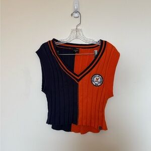 Hype and Vice Colorblock V-Neck Knit Sleeveless Top - Navy & Orange UVA